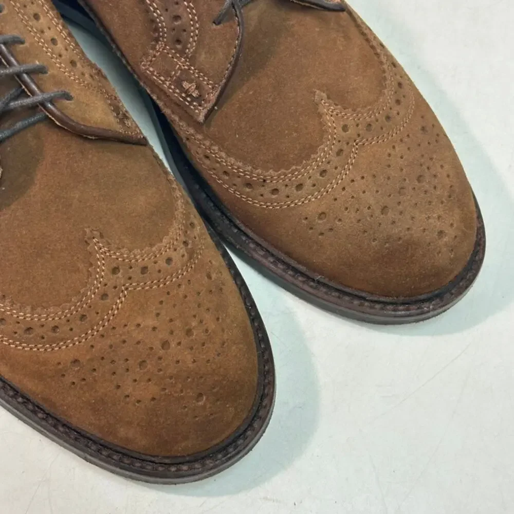 VGUC Grant Stone x J. Crew Ludlow Suede Wingtip Longwing Brown Bench Made 7.5